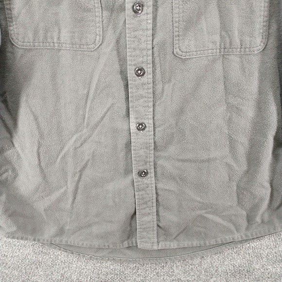Fieldmaster Men's Flannel Button-Up Shirt Gray Large Long Sleeve Chest Pockets - Picture 4 of 15